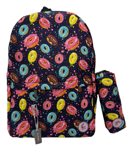 کوله با جامدادی دونات رنگی